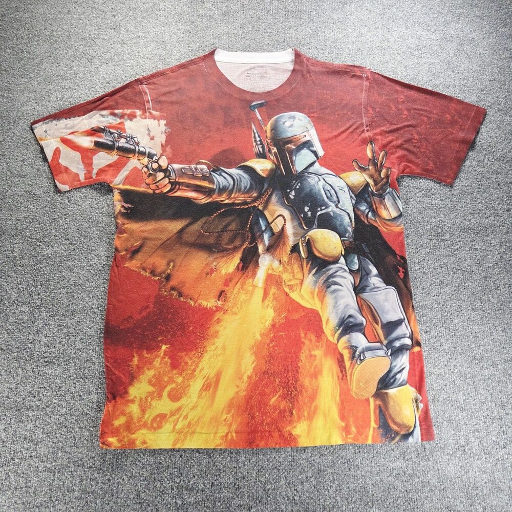 Boba Fett Shirt Mens Large All Over Print Mad Engine Lucas Films Star Wars